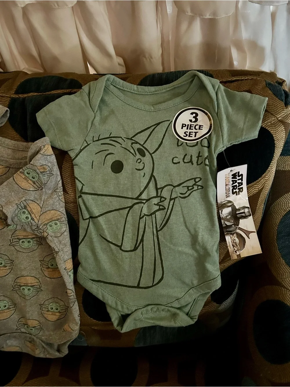 Star Wars Baby Grogu Bodysuit Set - Gray & Green